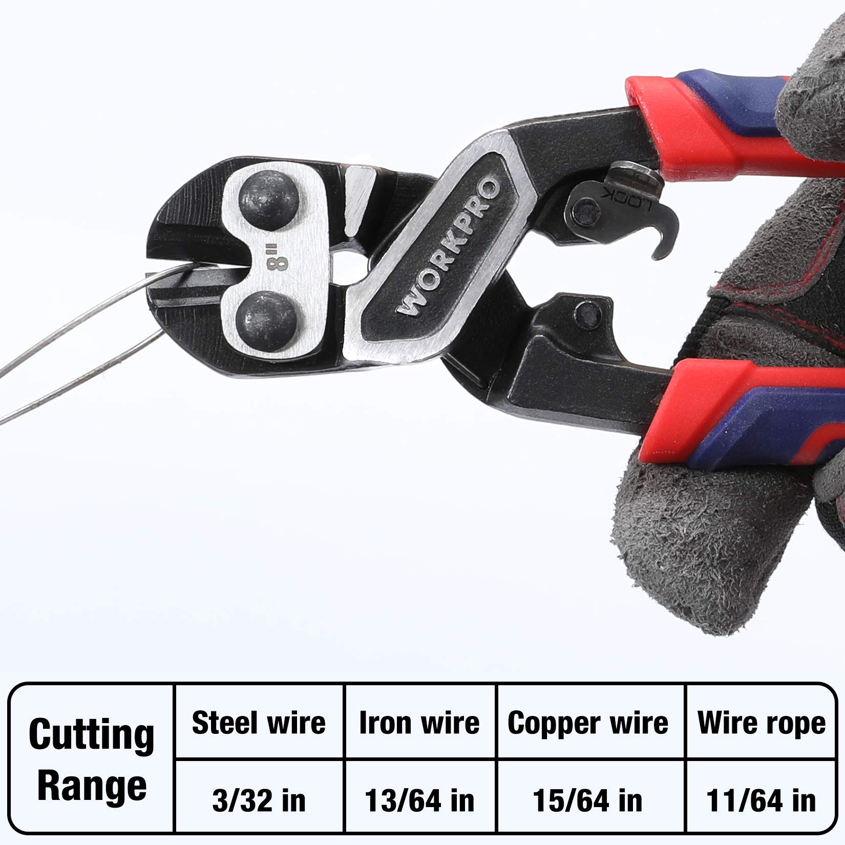 Foto 6 pulgar | Cortador De Pernos Workpro 8 Mini Heavy Duty Con Mango Ergonómico - Venta Internacional.