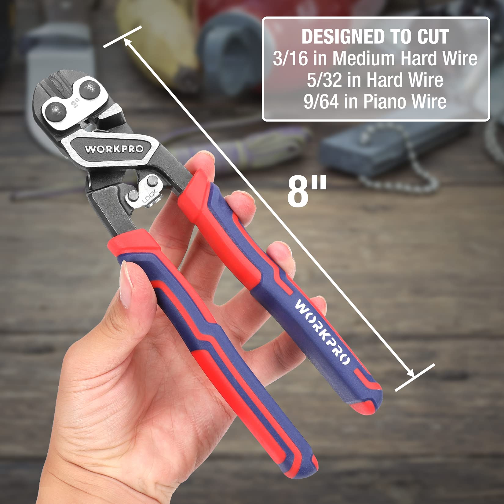 Foto 7 | Cortador De Pernos Workpro 8 Mini Heavy Duty Con Mango Ergonómico - Venta Internacional.