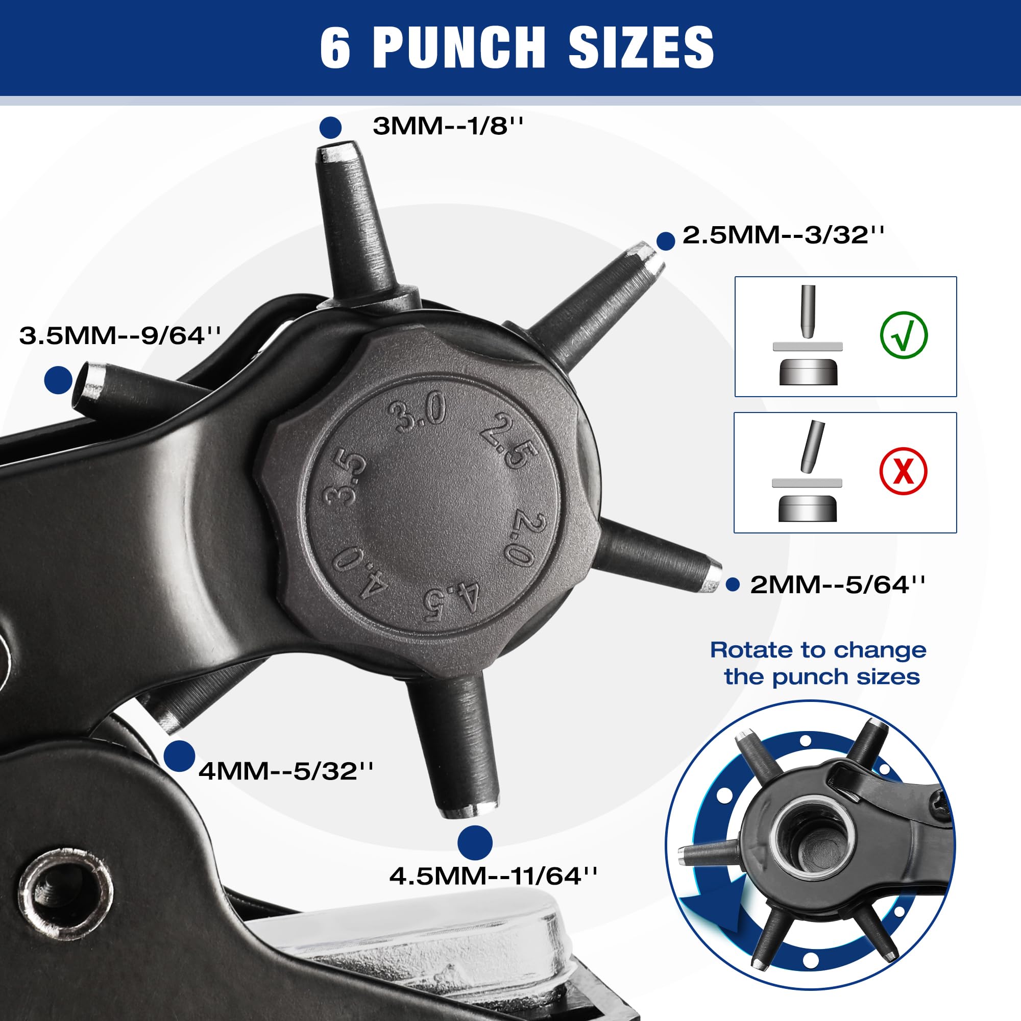 Foto 4 pulgar | Juego De Perforadoras De Cuero Para Escritorio Workpro Rotary, 6 Tamaños - Venta Internacional.