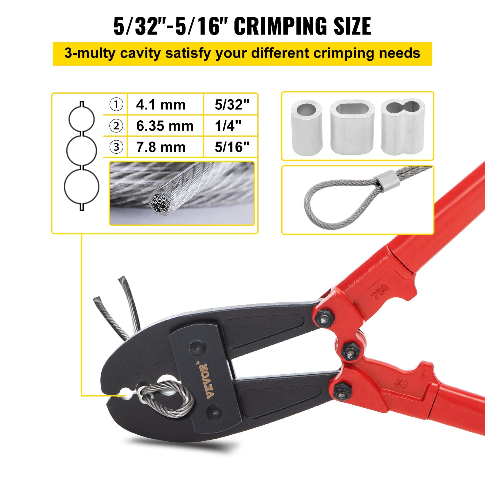 Foto 4 pulgar | Hand Swager Crimper Mophorn De 30 Cm Para Cable De Acero 5/32 1/4 5/16 - Venta Internacional.