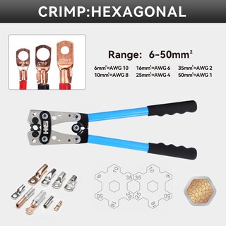 Foto 3 | Herramienta Para Prensar Terminales De Cables De Batería Hks Hx-50b 10-1 Awg Con Cortador - Venta Internacional.