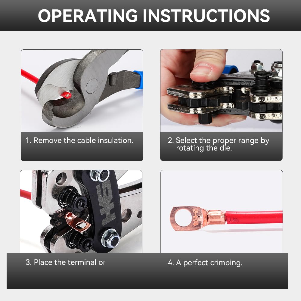 Foto 5 pulgar | Cable De Batería Crimping Tool Hks Hx-50b Con Conector 10-1 Awg Con Accesorios - Venta Internacional.