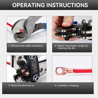 Foto 4 | Cable De Batería Crimping Tool Hks Hx-50b Con Conector 10-1 Awg Con Accesorios - Venta Internacional.