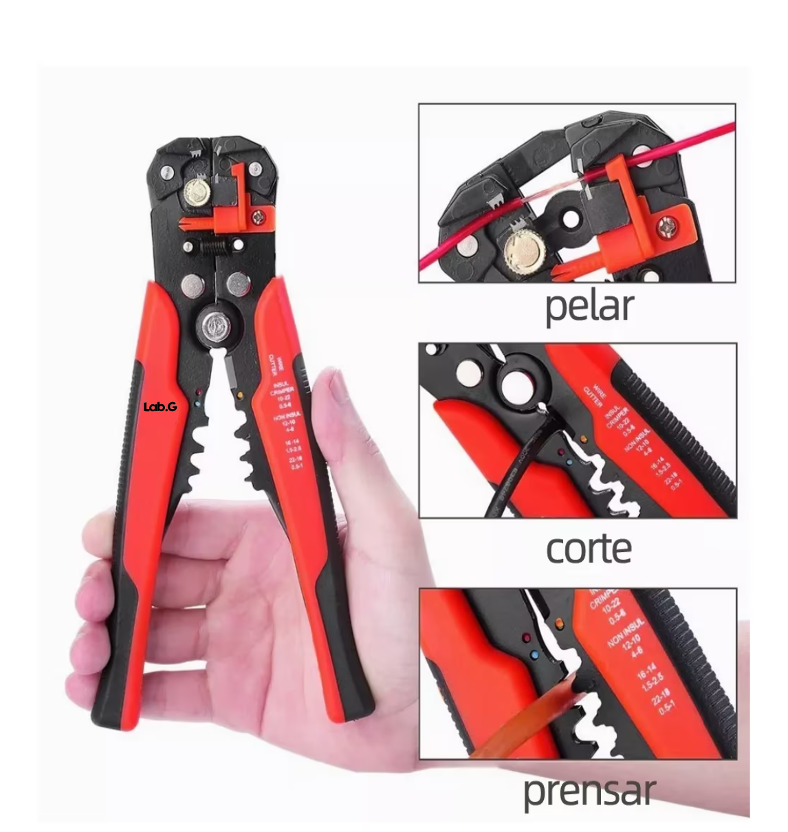 Foto 4 pulgar | Pinza Pela Cables Automática Lab.g 8 Pulgadas Adir 1547 Uso Rudo Rojo
