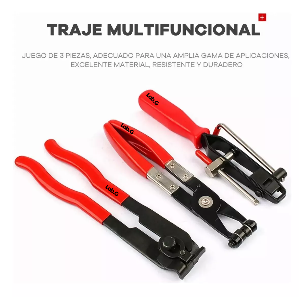 Foto 2 | Pinza Para Abrazadera De Manguera Lab.g 3 Piezas Rojo