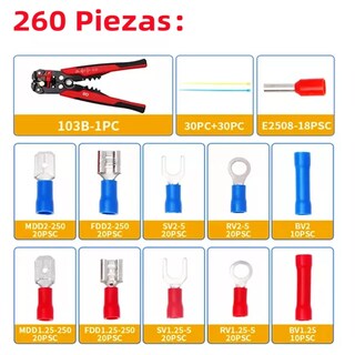 Foto 2 | Kit 260pcs Juego De Terminales De Cable De Crimpado Aislado Eo Safe Imports Esi-18723 Multicolor