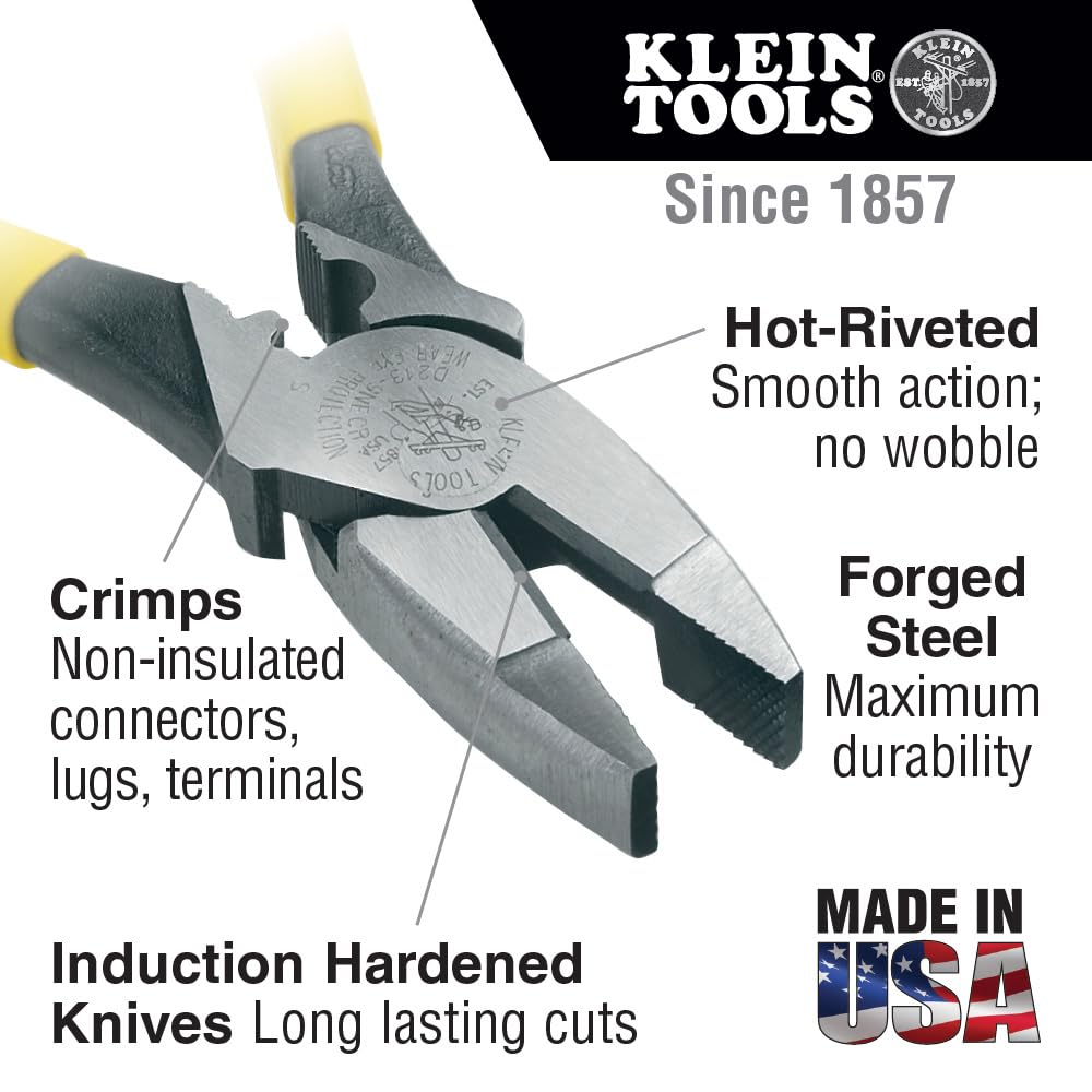 Foto 3 pulgar | Pinzas para Engarzar Klein Tools D213-9ne-cr Lineman's - Venta Internacional