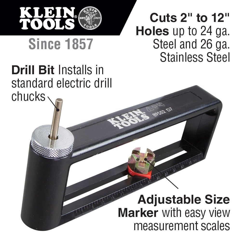 Foto 8 pulgar | Cortador De Agujeros Klein Tools 89552, Ajustable, 5-30 Cm, Acero 24ga - Venta Internacional.