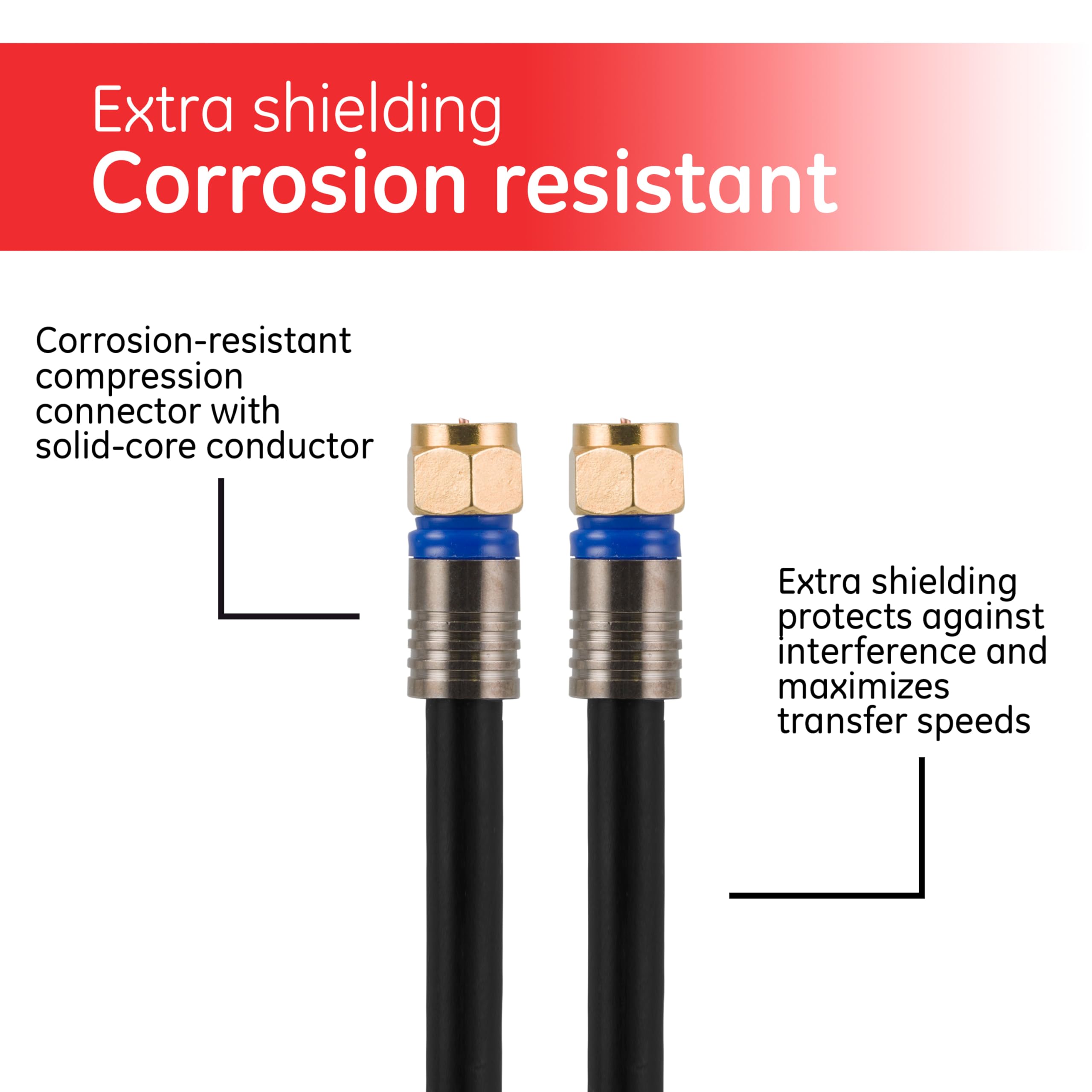 Foto 4 pulgar | Cable Coaxial Ge Rg6 De 15,2 M Con Conectores Tipo F Con Blindaje Cuádruple - Venta Internacional.
