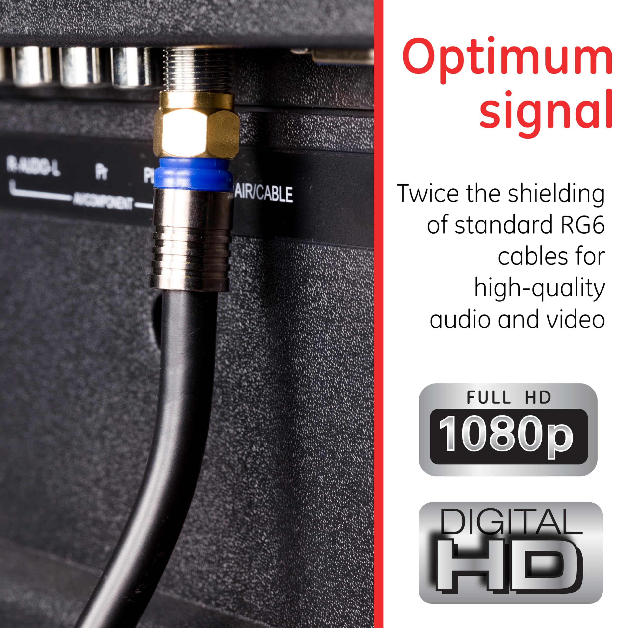 Foto 6 pulgar | Cable Coaxial Ge Rg6 De 15,2 M Con Conectores Tipo F Con Blindaje Cuádruple - Venta Internacional.