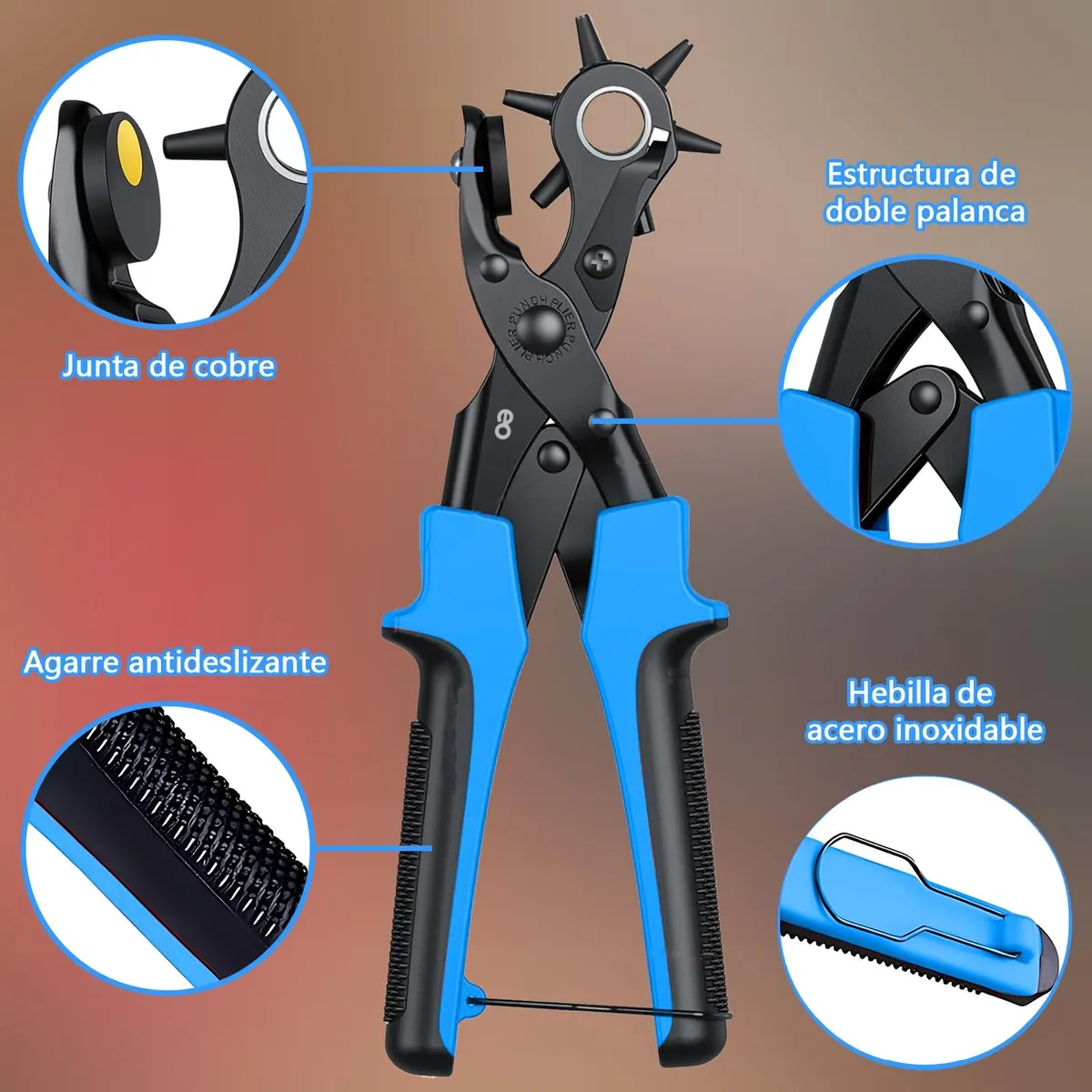 Foto 4 | Kit Pinza Sacabocados Ojilladora Perforadora Para Cinturón. Eo Safe Imports Esi-20868 Multicolor