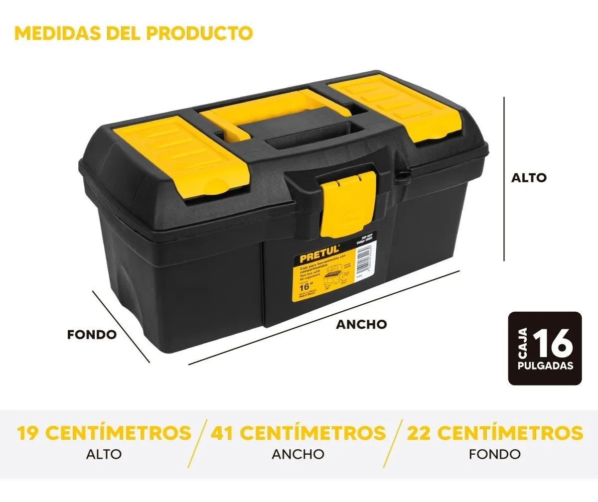 Foto 2 | Kit 3 Cajas para Herramientas Pretul color Negro con Compartimentos 13' y 16'