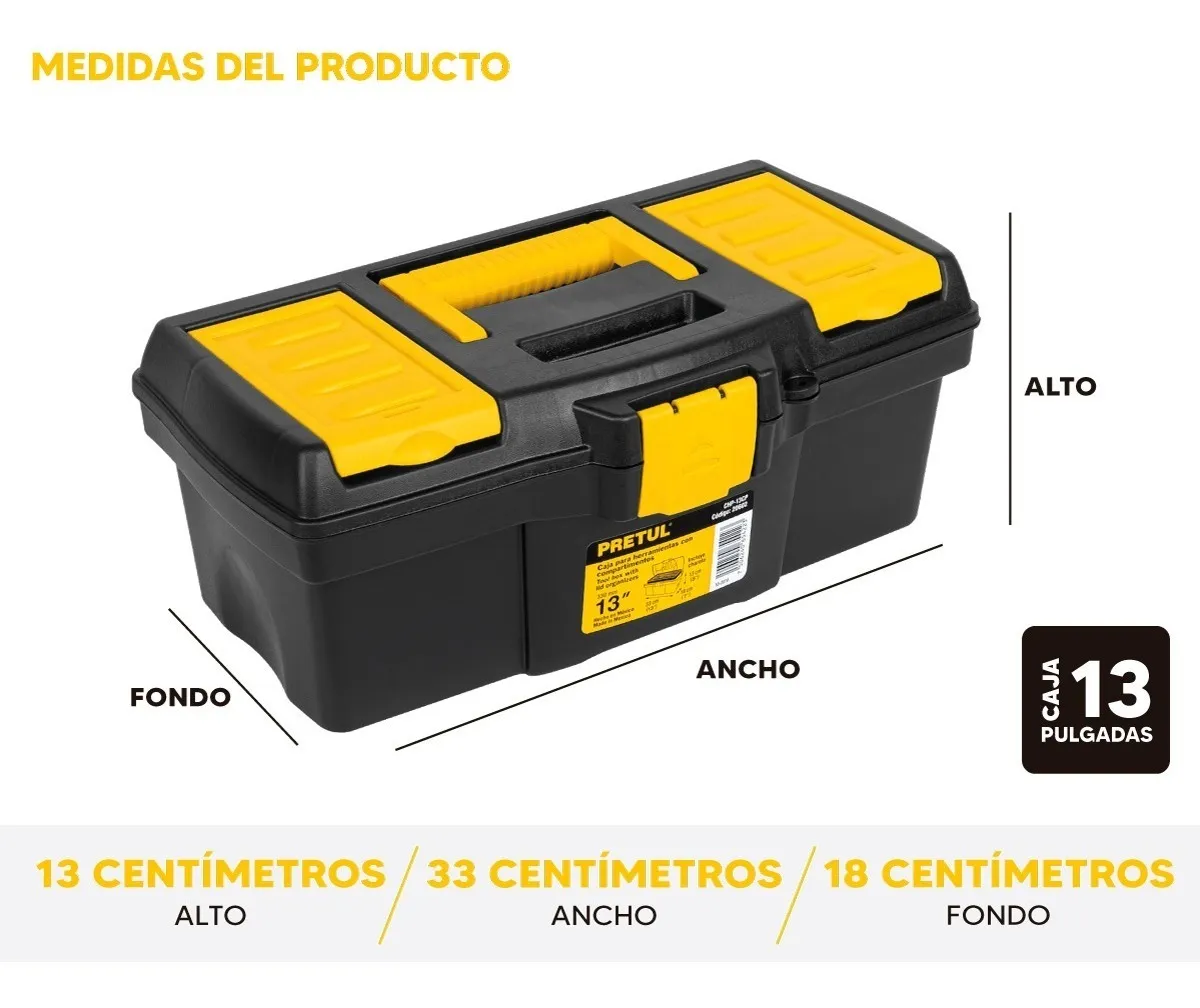 Foto 4 pulgar | Kit 3 Cajas para Herramientas Pretul color Negro con Compartimentos 13' y 16'