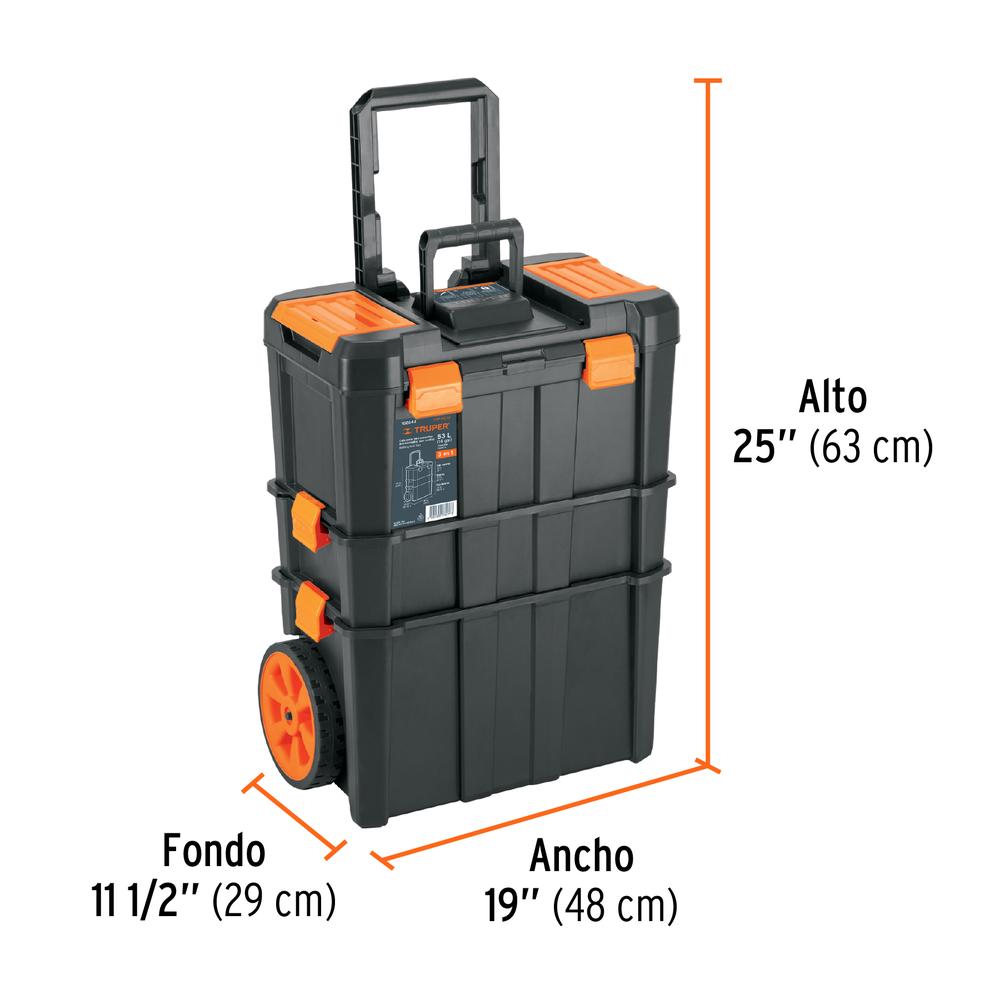 Foto 4 pulgar | Caja para Herramientas Truper 19'' x 25'' 3 en 1 Desmontable con Ruedas