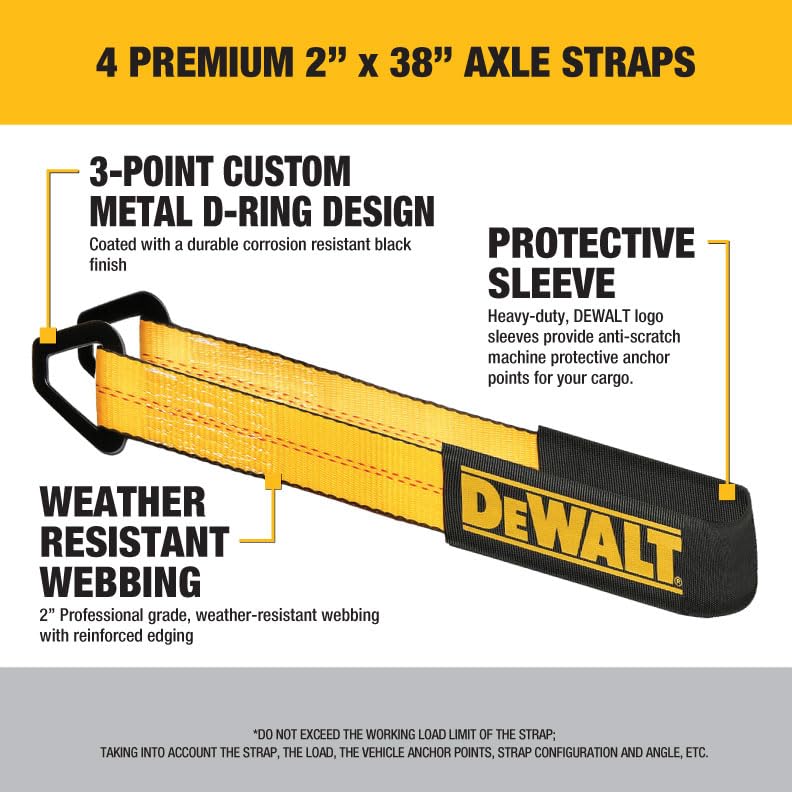 Foto 2 | Kit De Correas De Amarre Para Ejes Dewalt Dxbc80005 Negro/amarillo 2 X 38 - Venta Internacional.