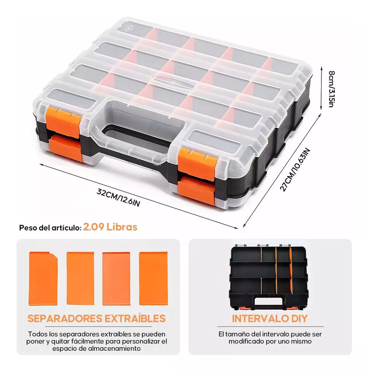 Foto 4 pulgar | Caja De Herramientas Portátil De Doble Cara Con Separadores Eo Safe Imports Esi-18374 Multicolor