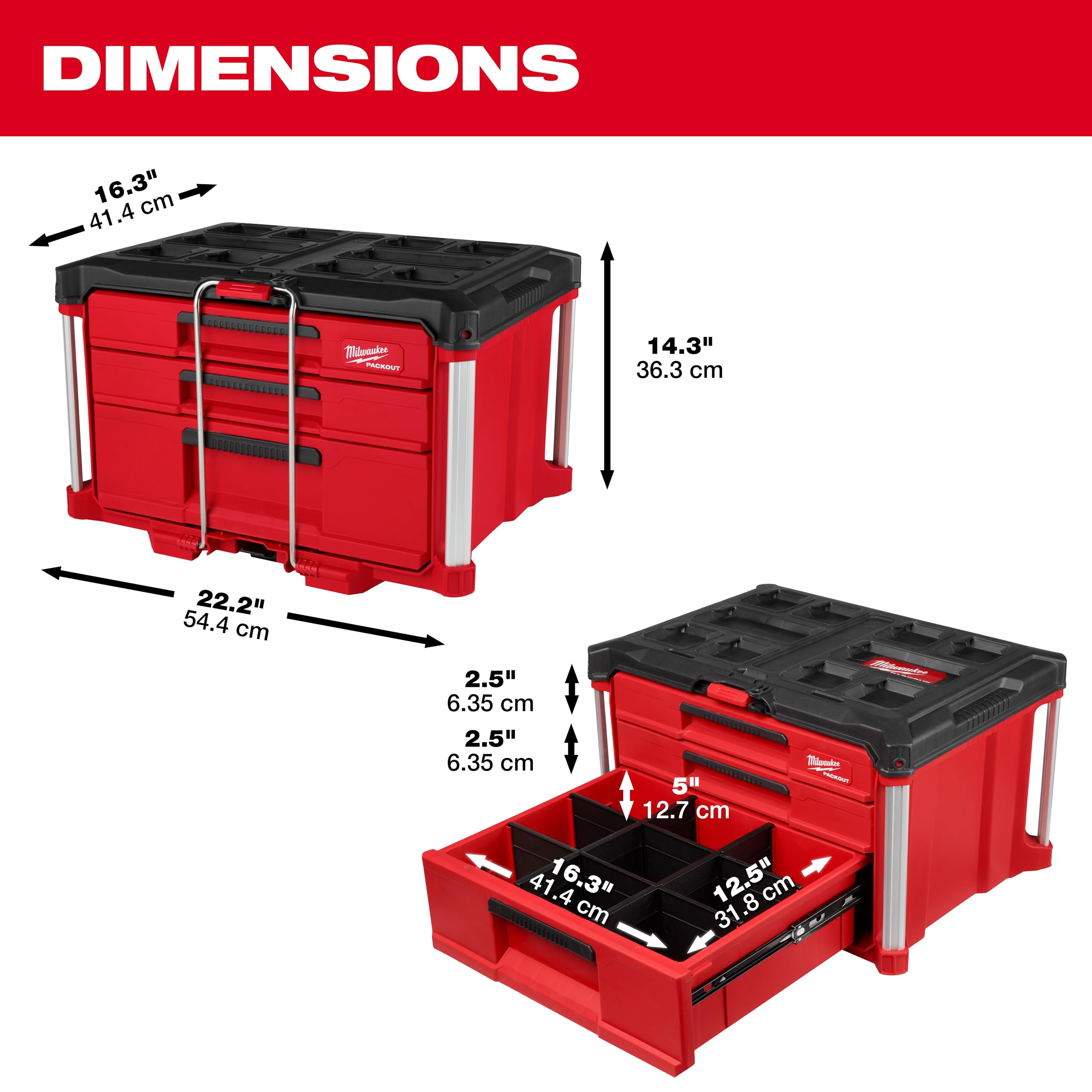 Foto 3 pulgar | Caja Organizadora De Herramientas Milwaukee Packout De 3 Cajones 48-22-8447 - Venta Internacional.