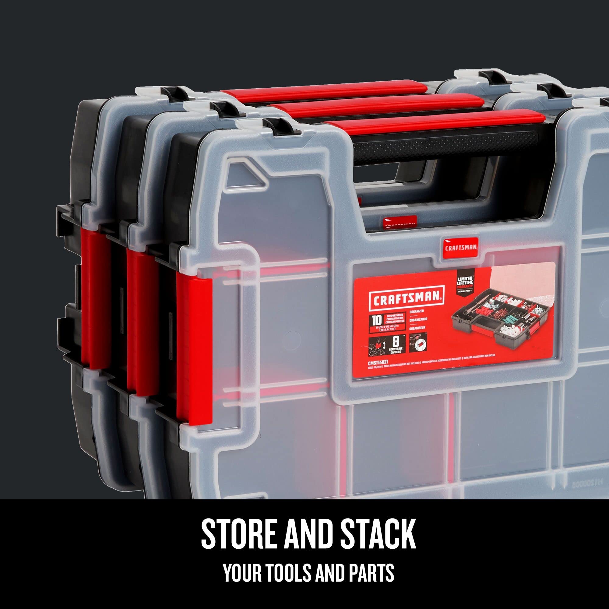 Foto 5 pulgar | Organizador De Almacenamiento Craftsman Cmst60964m, Paquete De 3 Con 10 Compartimentos - Venta Internacional.