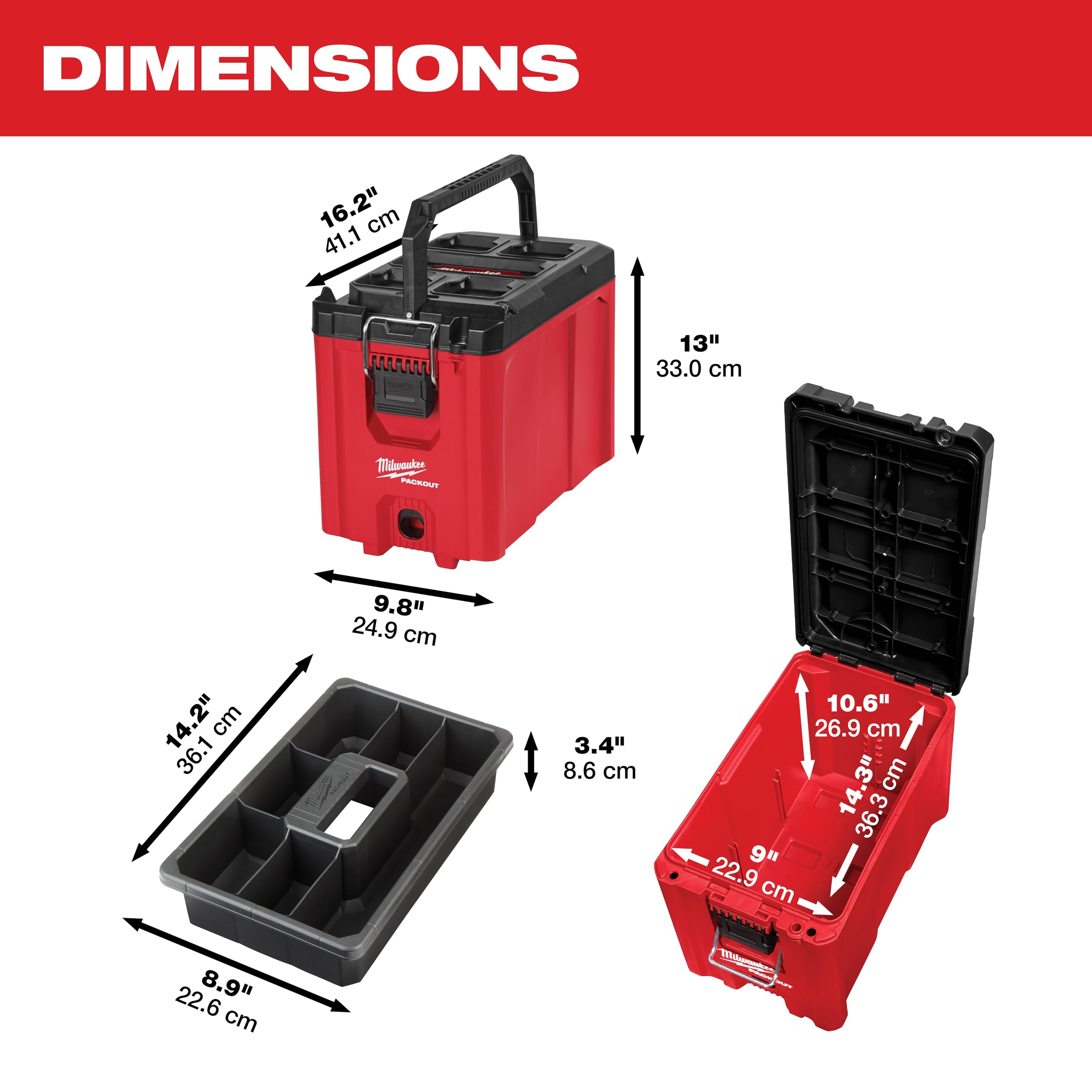 Foto 3 | Caja de Herramientas Milwaukee Packout con Tapa - Venta Internacional