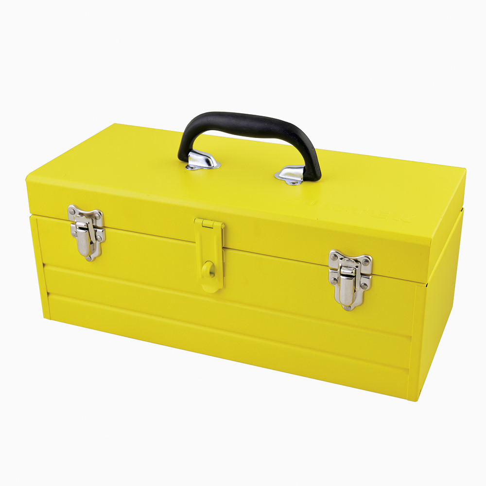 Caja Portaherramientas Metálica Color Amarillo Con Charola 23'' X 9'' X 7'' Surtek