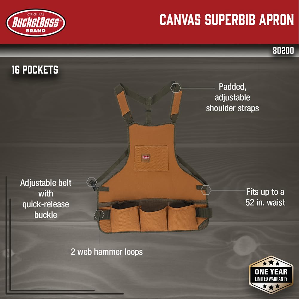 Foto 3 pulgar | Bolsa Para Herramientas Bucket Boss Para Hombre, Ajustable, Marrón, 16 Bolsillos - Venta Internacional.