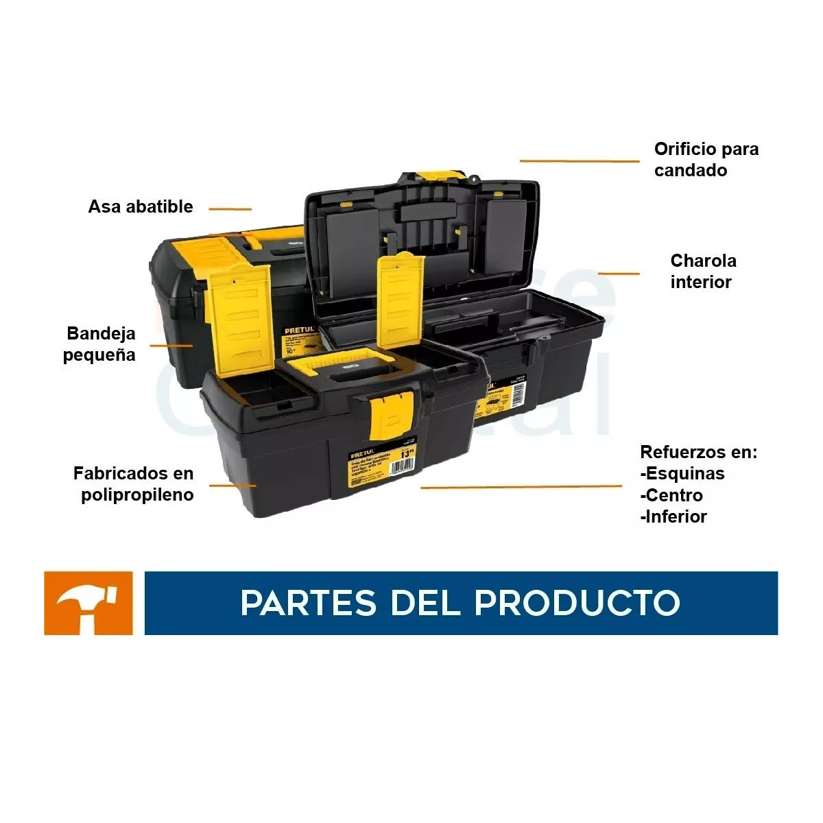 Foto 3 pulgar | Kit De 3 Cajas De Herramientas (13 Y 16 Pulgadas) Eo Safe Imports Esi-4231-1 Negro