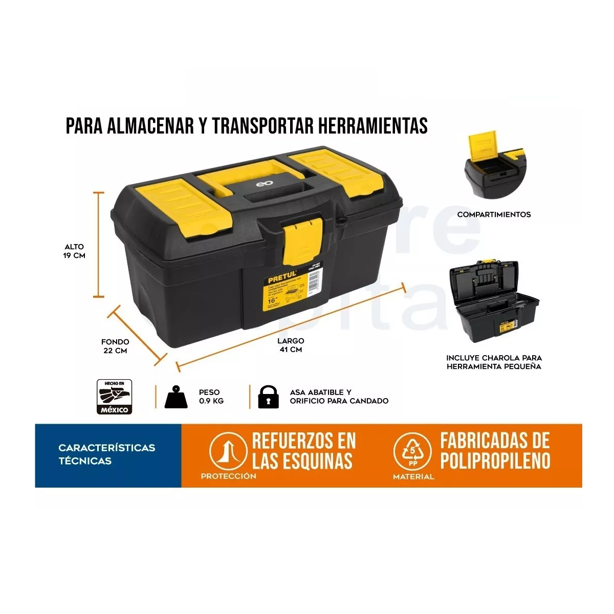Foto 4 pulgar | Kit De 3 Cajas De Herramientas (13 Y 16 Pulgadas) Eo Safe Imports Esi-4231-1 Negro