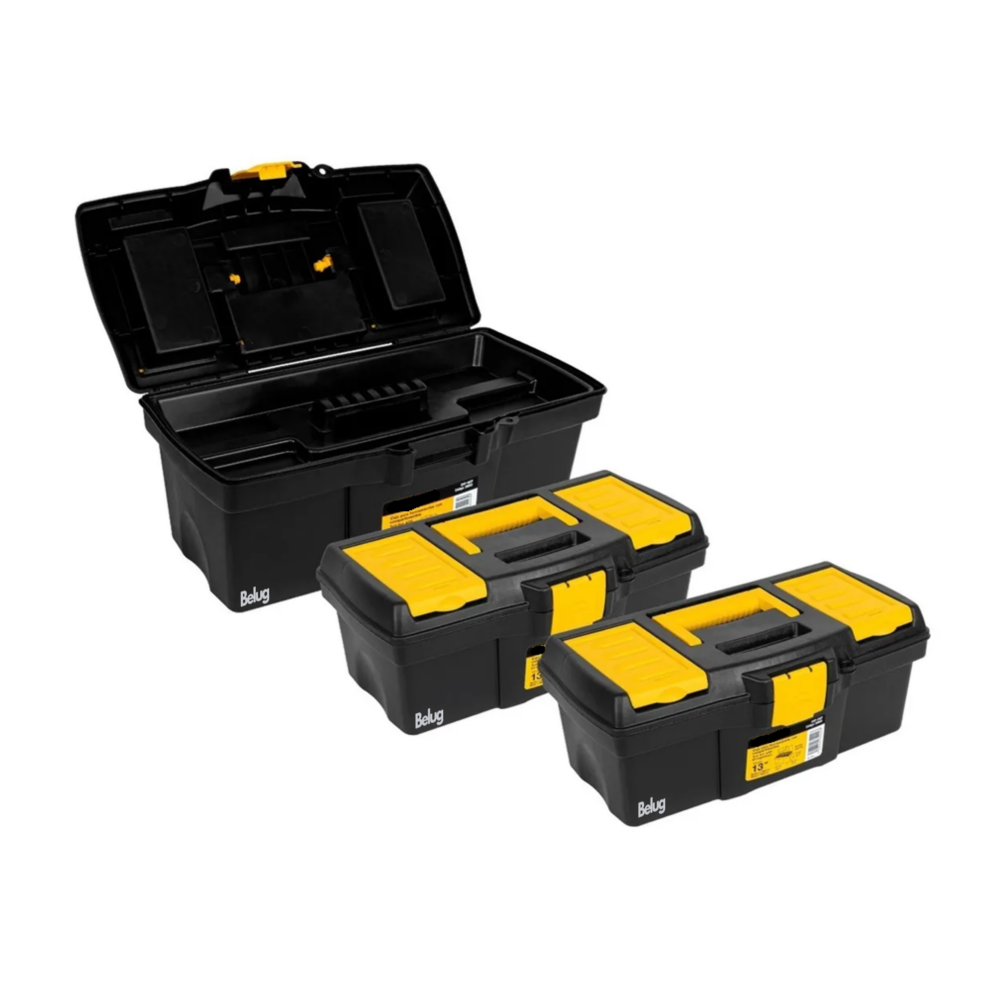 Foto 1 | Kit 3 Cajas Para Herramientas Belug, Color Negro Con Compartimentos 13' Y 16'