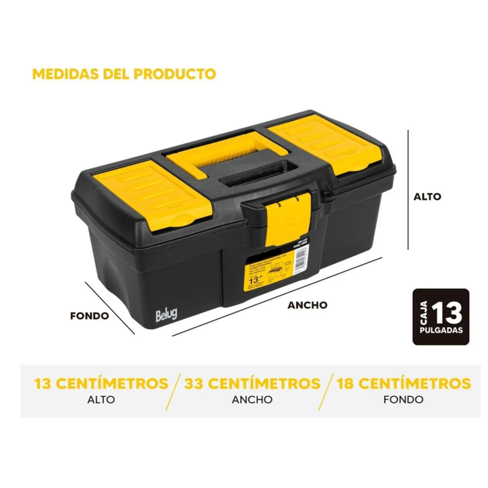 Foto 4 pulgar | Kit 3 Cajas Para Herramientas Belug, Color Negro Con Compartimentos 13' Y 16'