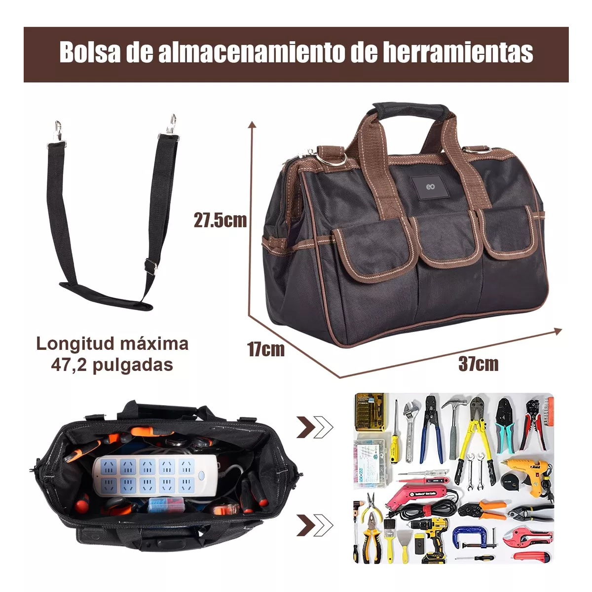 Foto 3 pulgar | Bolsa Maleta Herramientas Maletín Organizador Con Base Goma Eo Safe Imports Esi-12726-1 Marron