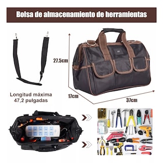 Foto 2 | Bolsa Maleta Herramientas Maletín Organizador Con Base Goma Eo Safe Imports Esi-12726-1 Marron