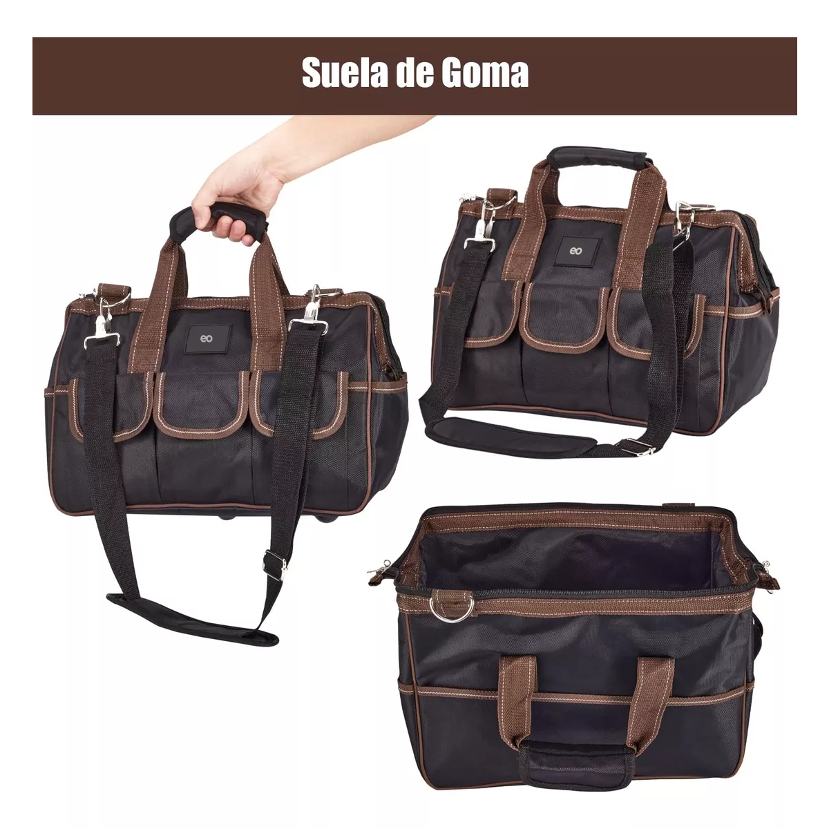 Foto 3 | Bolsa Maleta Herramientas Maletín Organizador Con Base Goma Eo Safe Imports Esi-12726-1 Marron