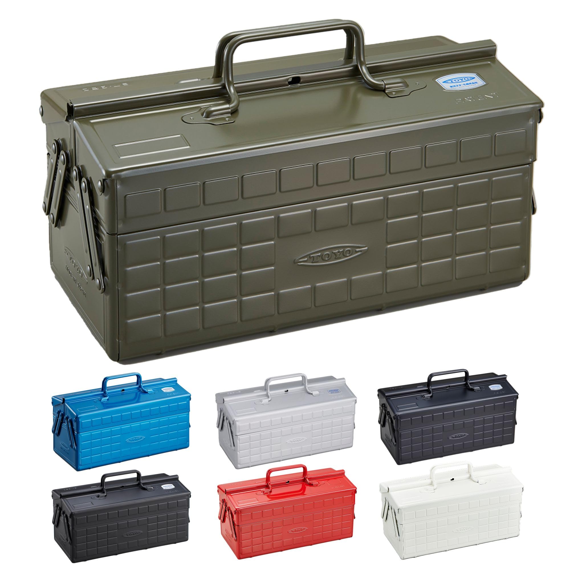 Caja De Herramientas Toyo St-350mg De Acero De 2 Niveles, Color Verde Militar - Venta Internacional.