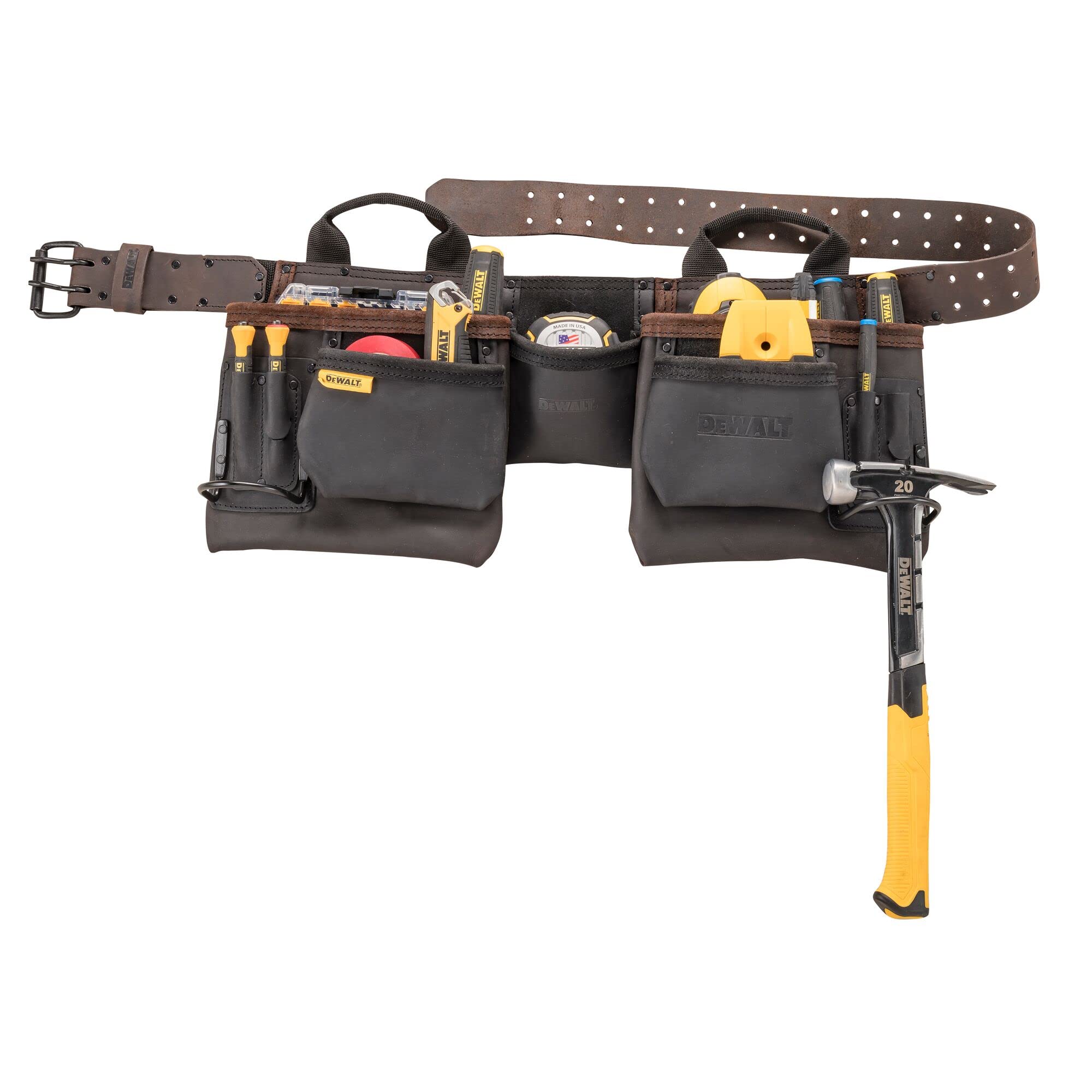 Foto 4 pulgar | Cinturón Para Herramientas Dewalt Leather, 11 Bolsillos, Duradero, Profesional - Venta Internacional.