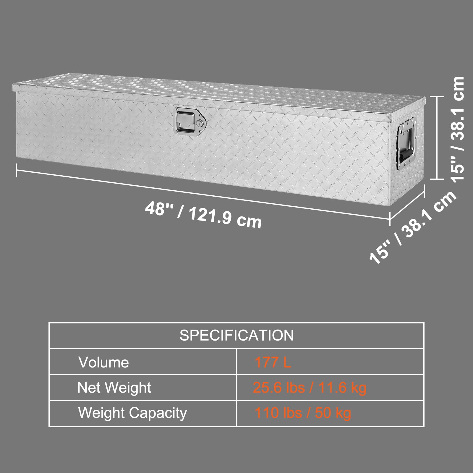 Foto 7 | Caja De Herramientas Vevor Para Camión, Aluminio De Alta Resistencia, 48 X 15 X 15 Cm - Venta Internacional.