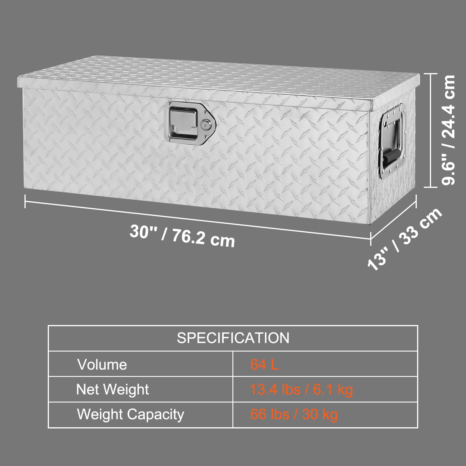 Foto 8 pulgar | Caja De Herramientas Vevor Para Camión, Aluminio Resistente, 30 X 13 X 24 Cm, Color Plateado - Venta Internacional.