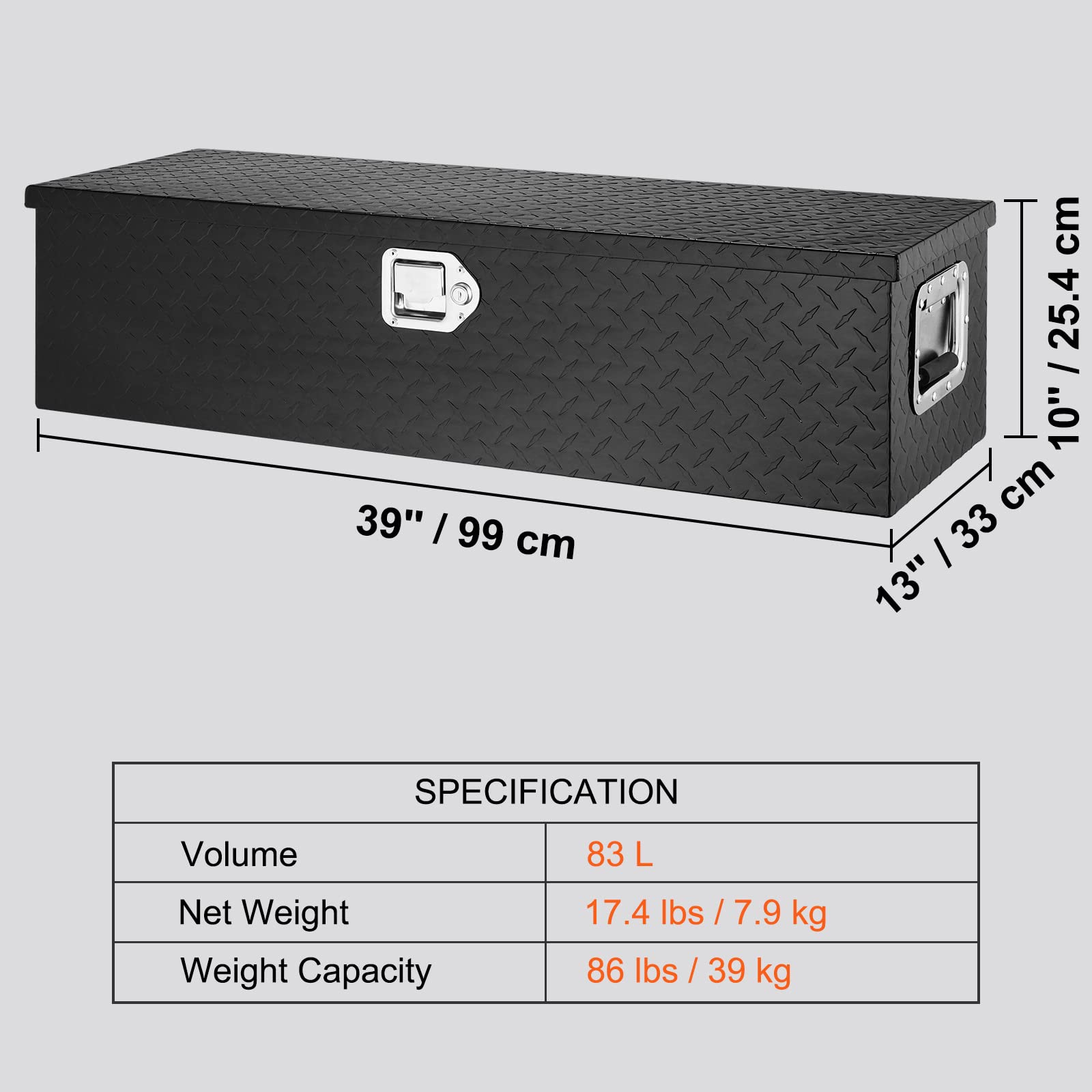 Foto 8 pulgar | Caja De Herramientas Vevor Para Camión, Aluminio De Alta Resistencia, 39 X 13 X 10 Cm, Color Negro - Venta Internacion