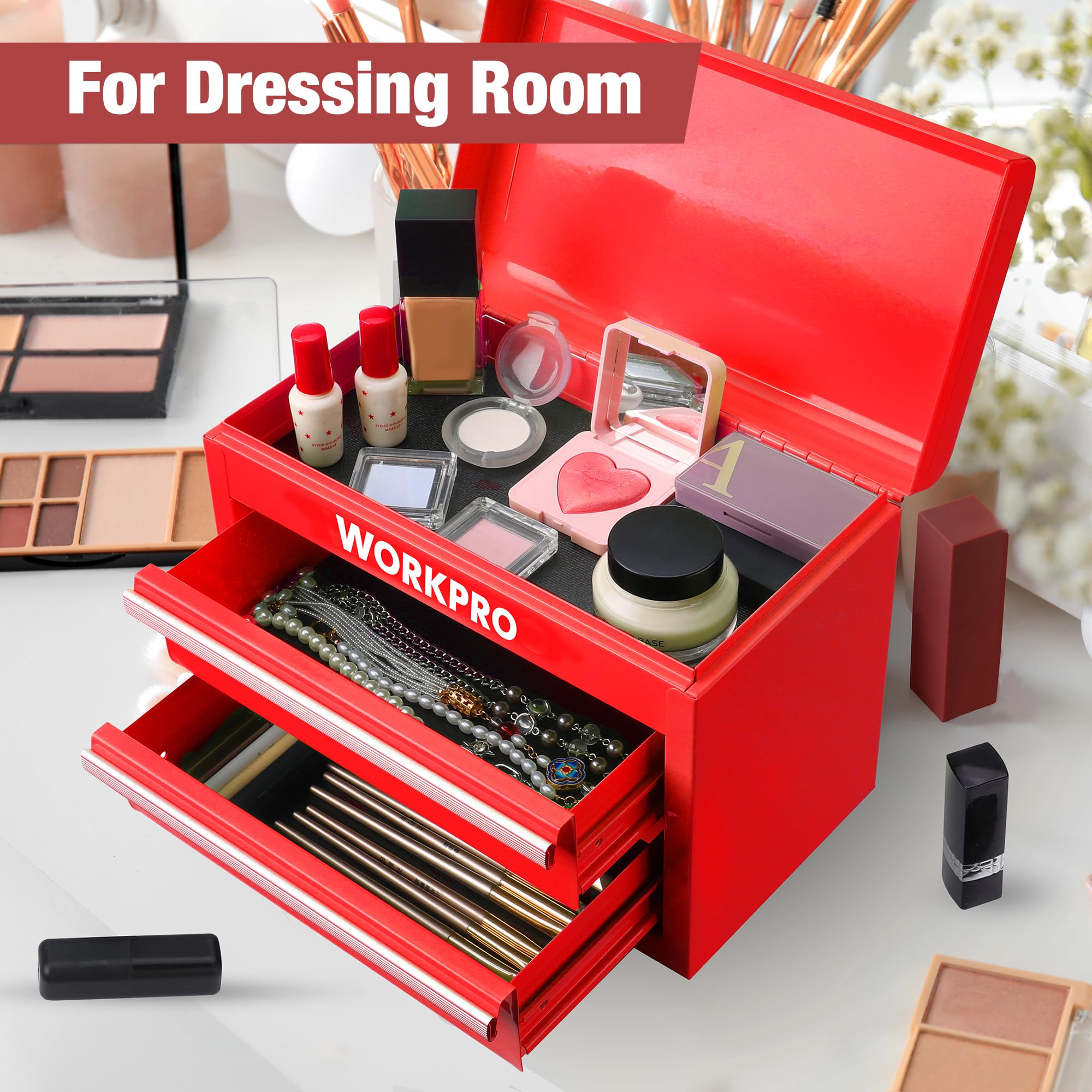 Foto 6 | Caja De Herramientas Workpro Mini De Metal Con 2 Cajones Y Almacenamiento Superior - Venta Internacional.