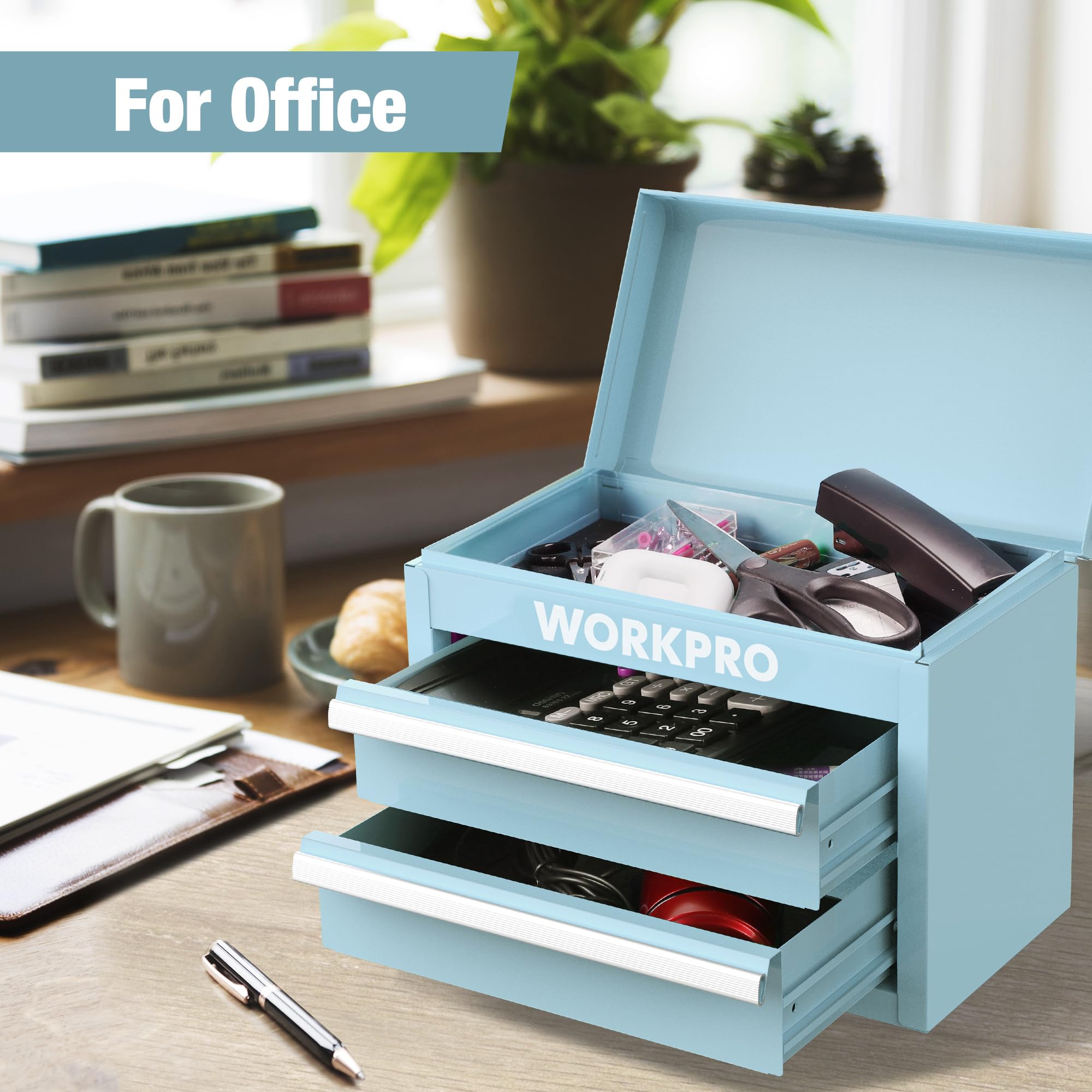 Foto 7 | Caja De Herramientas Workpro Mini De Metal Con 2 Cajones Y Almacenamiento En La Parte Superior - Venta Internacional.