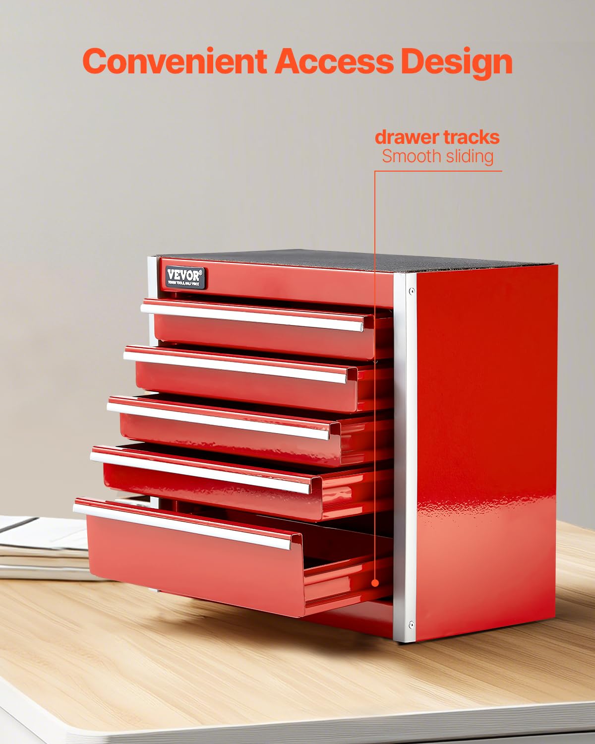 Foto 5 pulgar | Caja De Herramientas Vevor Metal Portátil De 22 Cm Con 5 Cajones, Color Rojo - Venta Internacional.