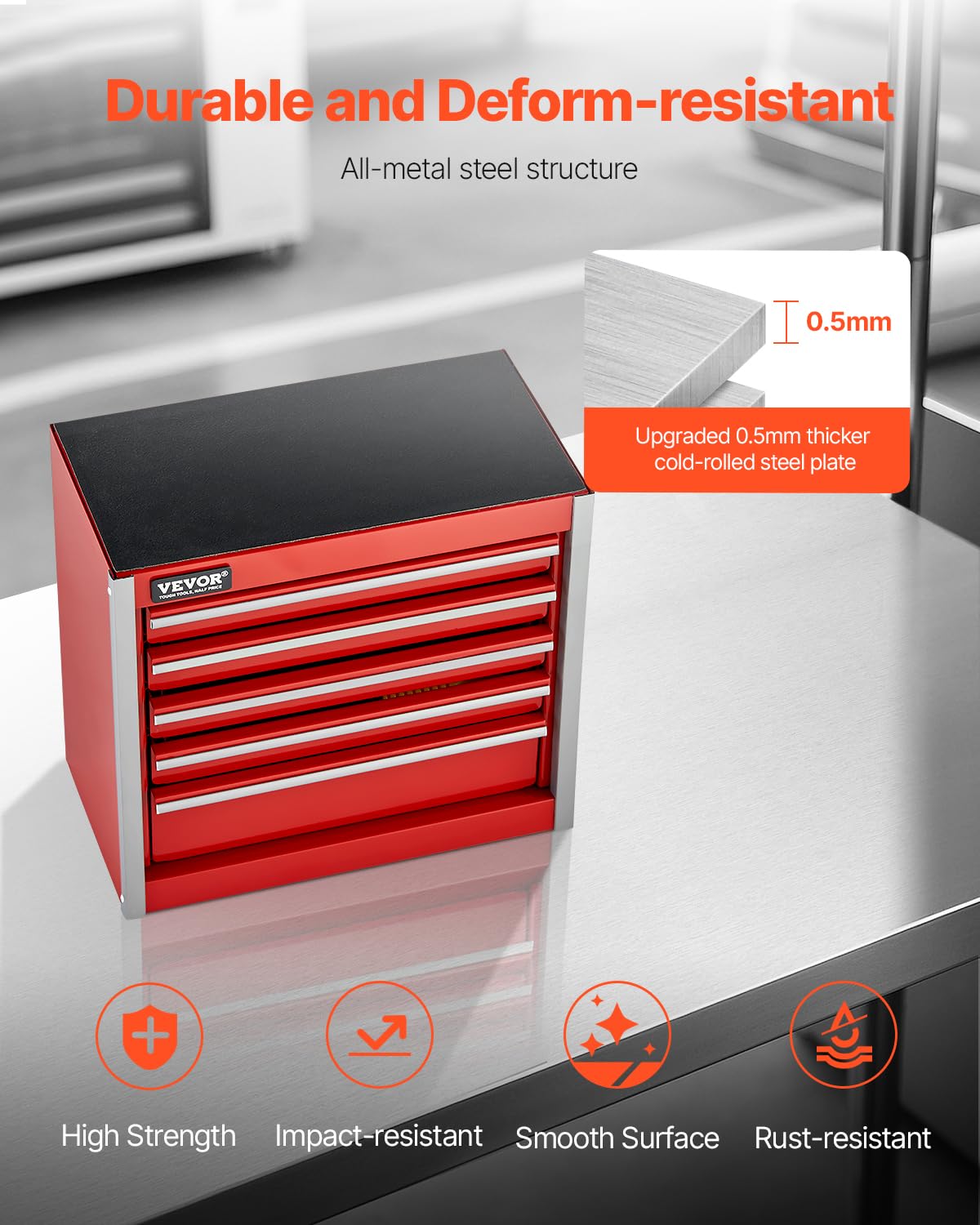 Foto 7 pulgar | Caja De Herramientas Vevor Metal Portátil De 22 Cm Con 5 Cajones, Color Rojo - Venta Internacional.