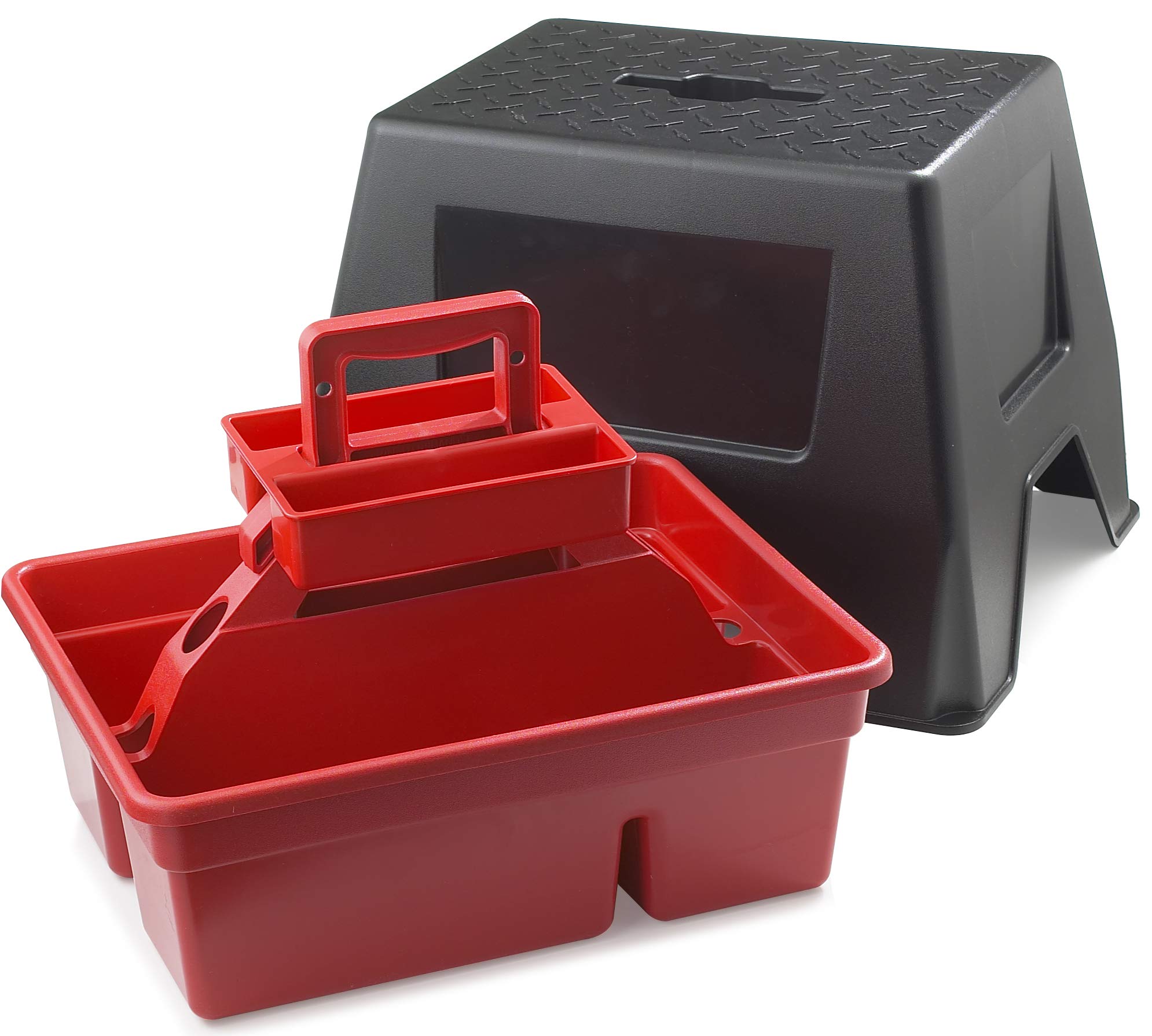 Foto 2 pulgar | Caja De Almacenamiento Estable Y Taburete Little Giant Duratote Red - Venta Internacional.