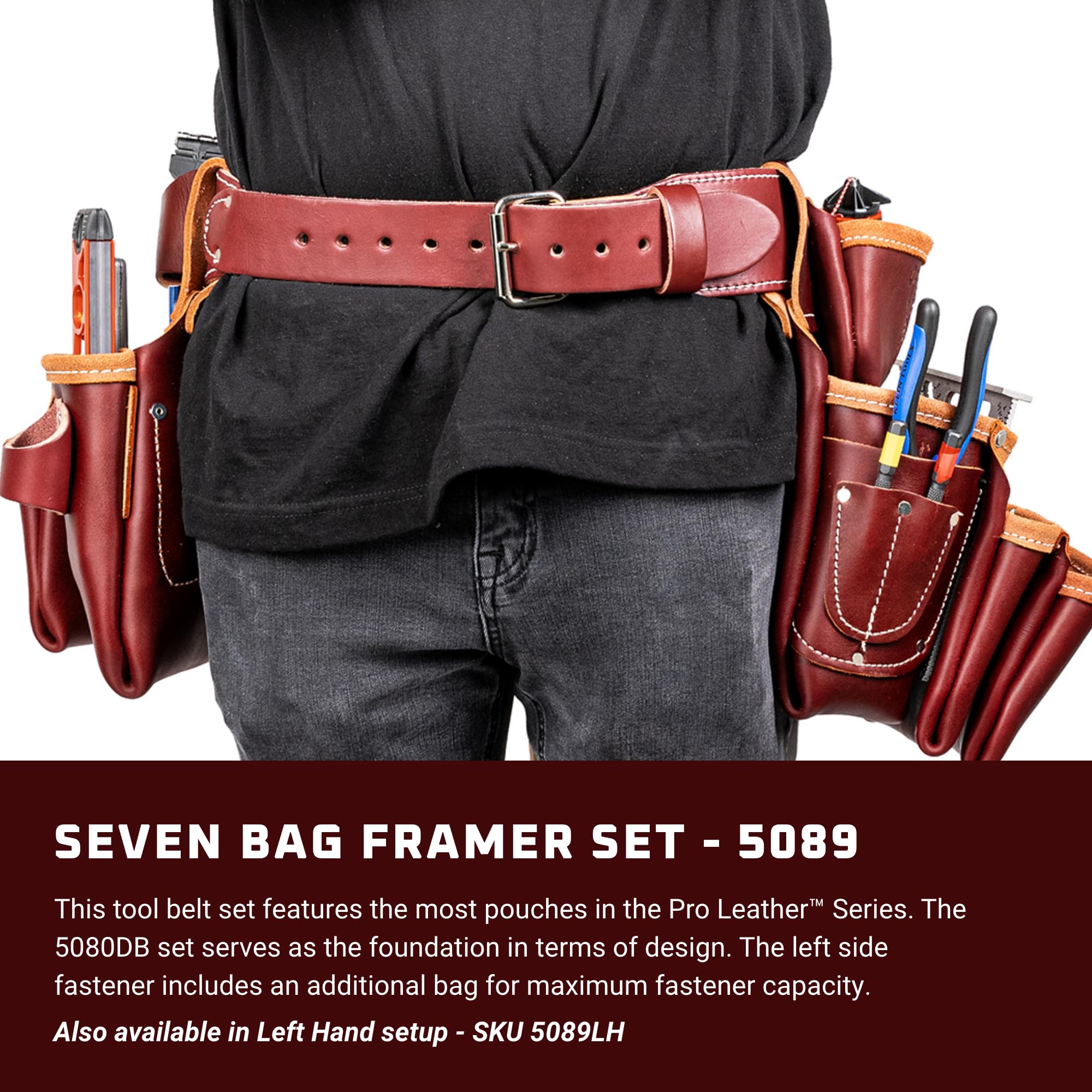 Foto 2 | Bolso Framer Occidental Leather Seven  Pequeño  Con 23 Bolsillos - Venta Internacional.