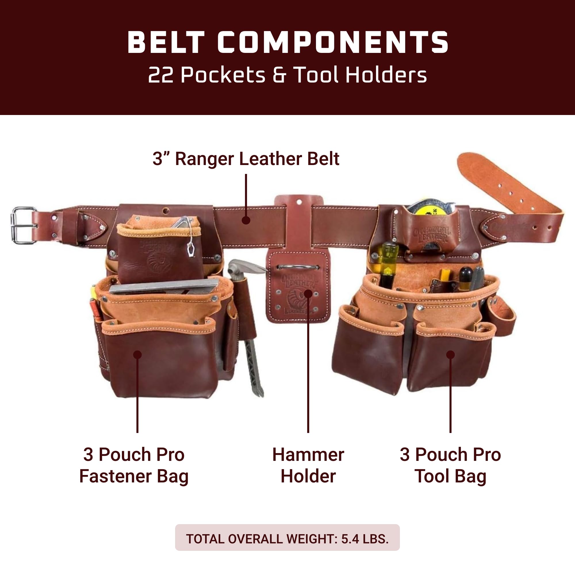 Foto 4 pulgar | Set De Cinturones Para Herramientas Occidental Leather Pro Framer  22 Bolsillos - Venta Internacional.