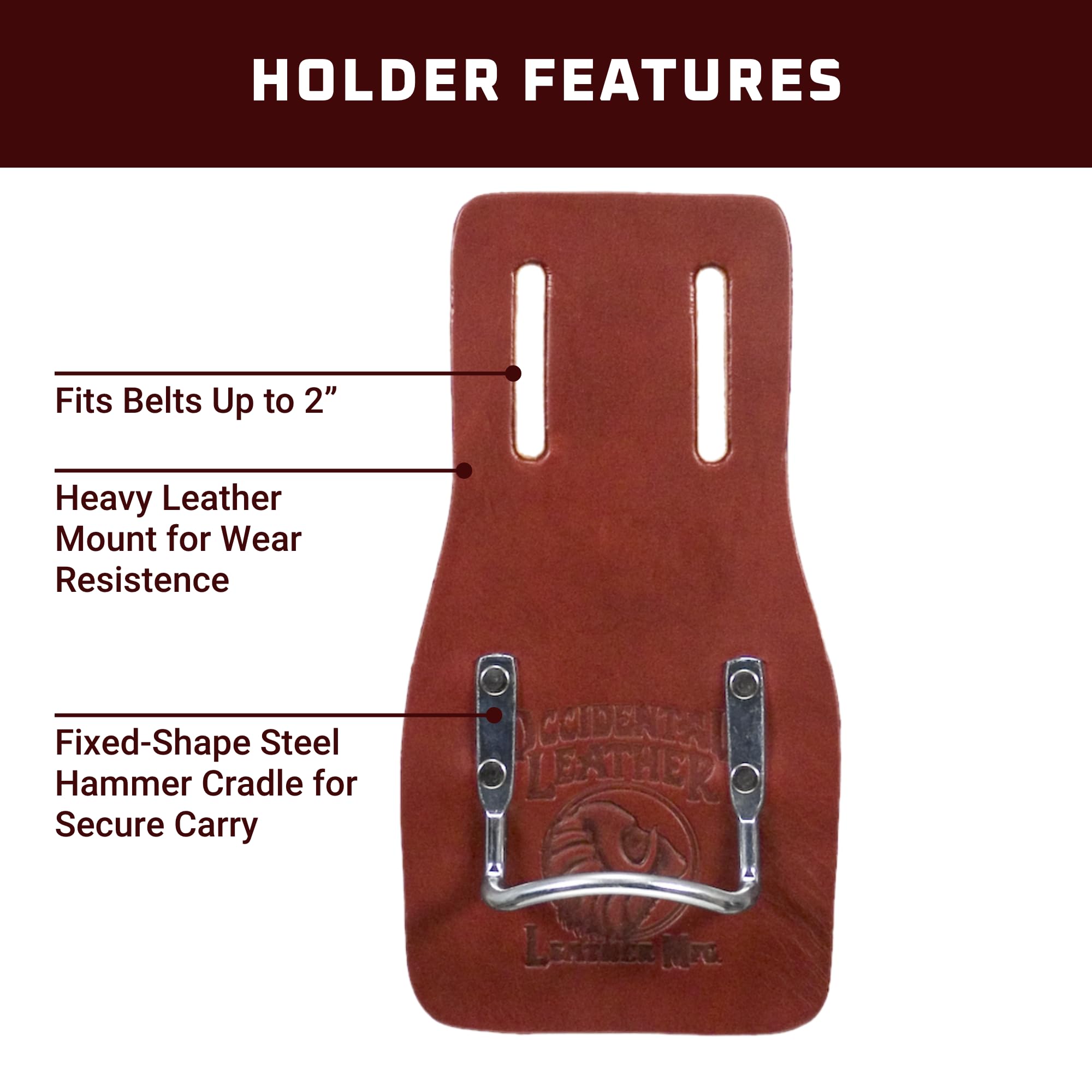 Foto 3 | Hammer Holder Occidental Leather Cradle De 2 Pulgadas Para Cinturón De Trabajo - Venta Internacional.