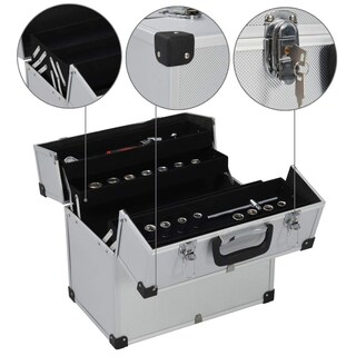 Foto 3 | Maletín Para Herramientas Vidaxl Organización De Accesorios De Hardware Color Plateado - Venta Internacional.