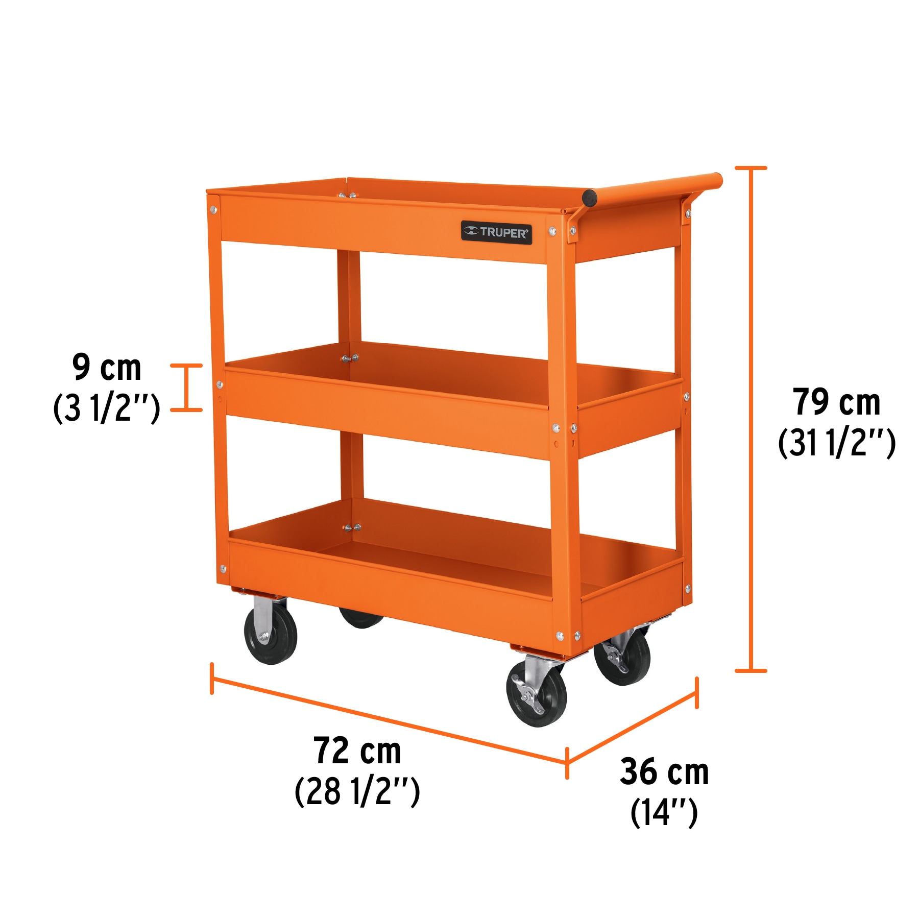 Foto 3 | Carro de Servicio Truper CARRO-3 color Naranja 3 Niveles