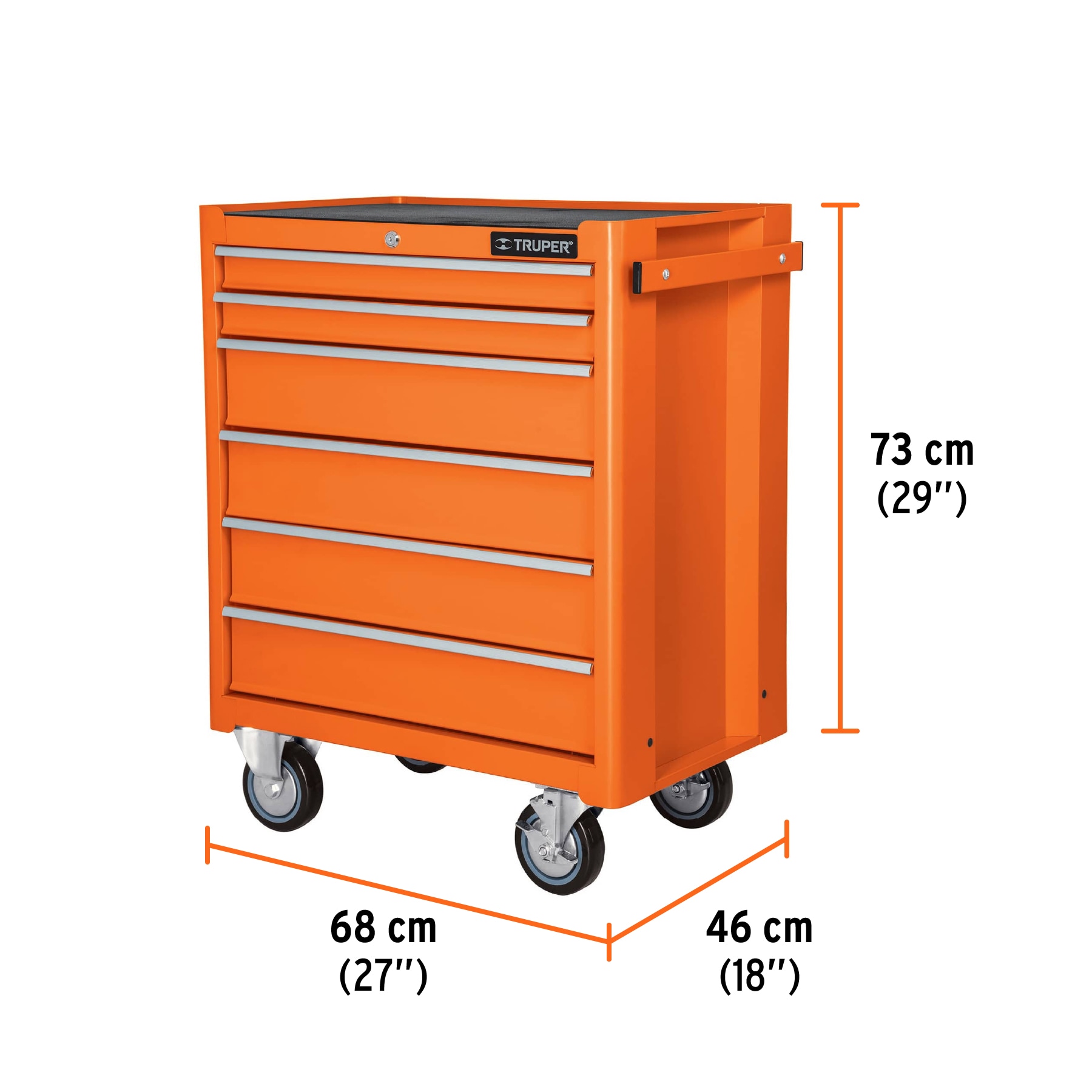 Foto 4 pulgar | Gabinete Metálico Móvil Truper GAMO-6130 color Naranja 6 Cajones