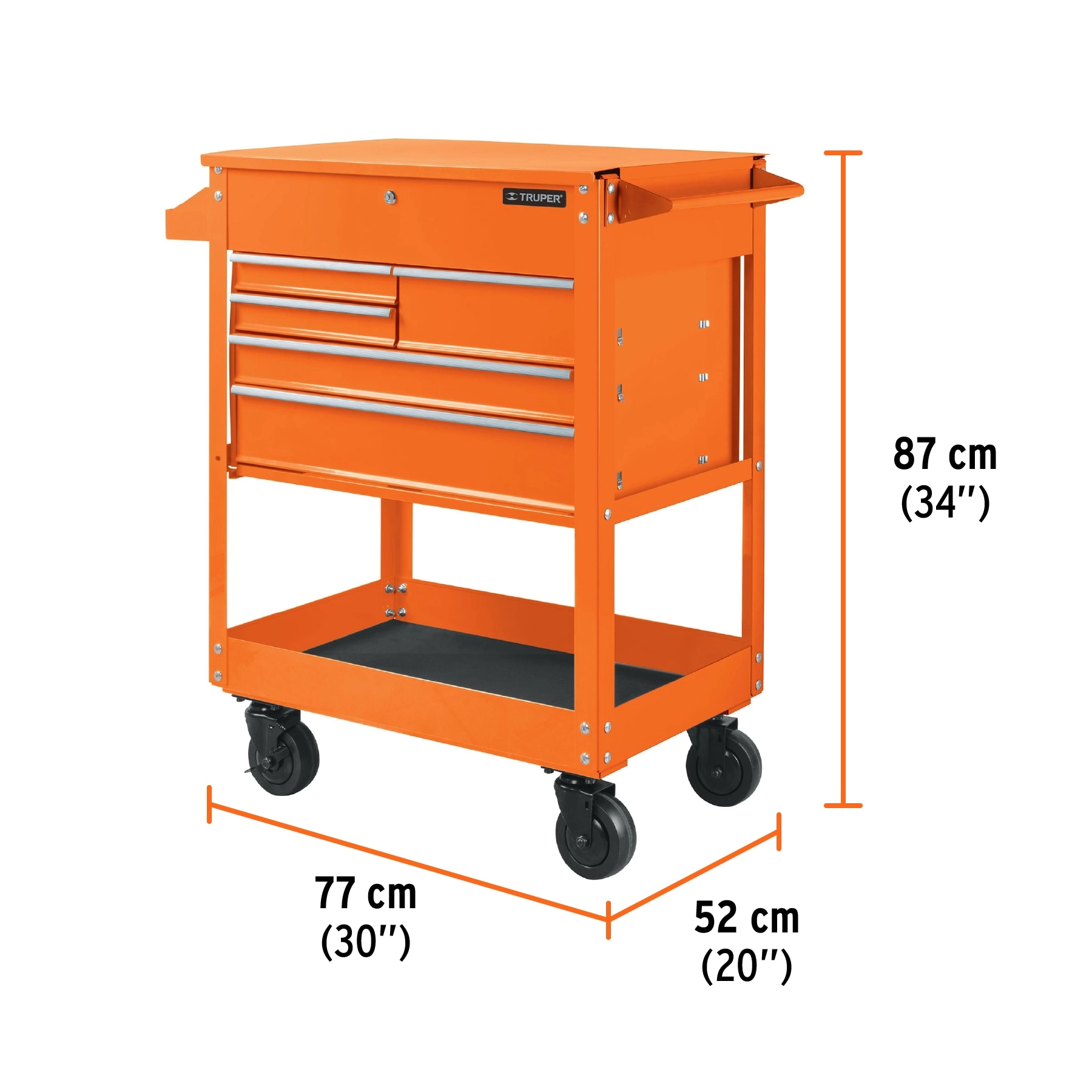 Foto 4 pulgar | Gabinete Metálico Móvil Truper GAMO-5320 color Naranja 5 Cajones