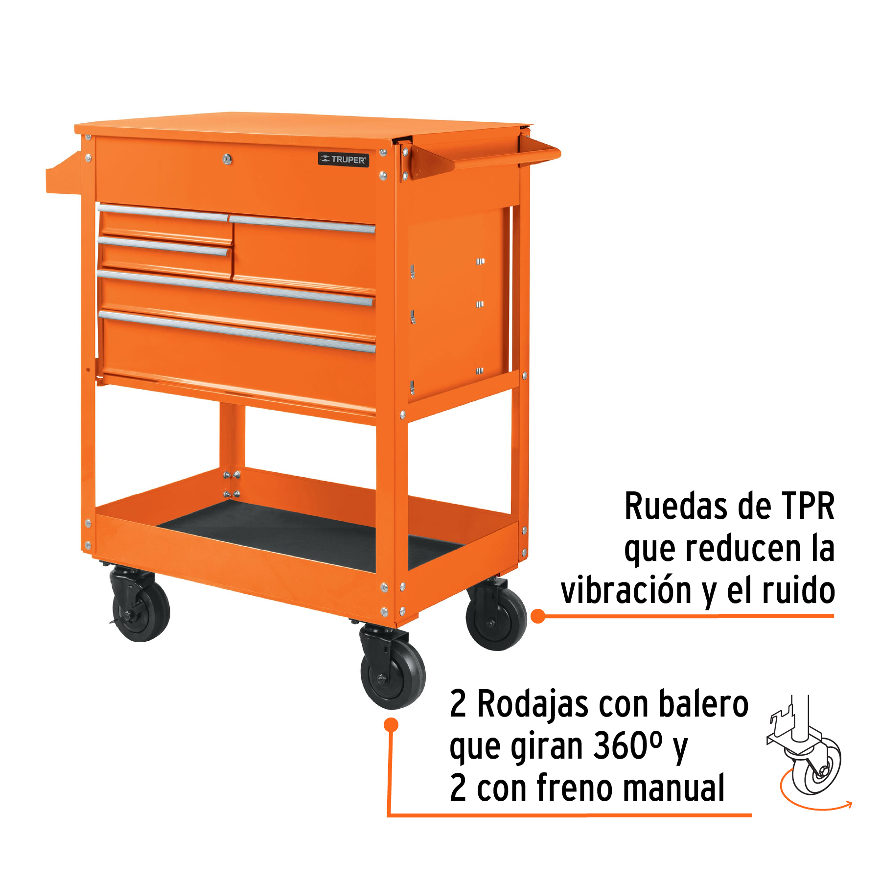 Foto 5 pulgar | Gabinete Metálico Móvil Truper GAMO-5320 color Naranja 5 Cajones
